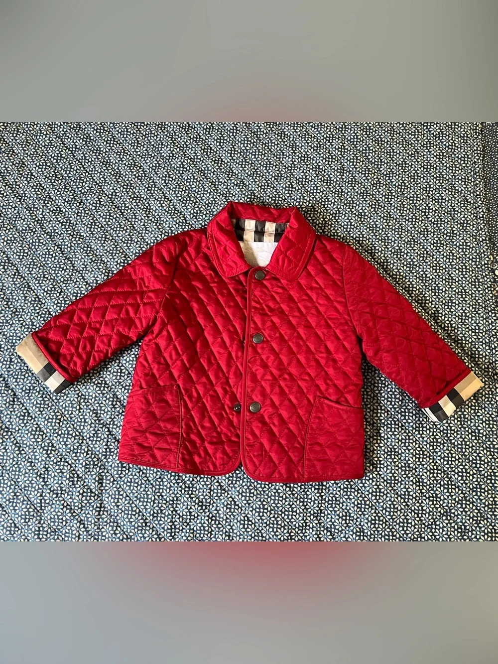 BURBERRY EUC Red Quilted Jacket CHERRY CHILDREN Nova Kids 9M Boys or Girls